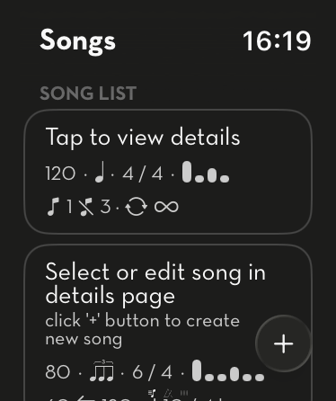 WristBeat Apple Watch song list